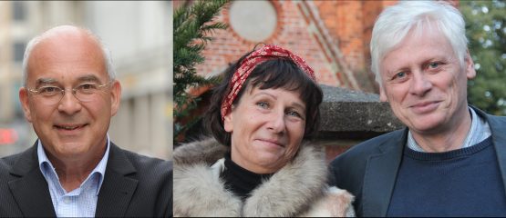 Lesung unter Apfelbäumen 2022: Angelika Klüssendorf, Christhard Läpple und Torsten Schulz